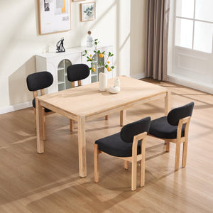 English Elm Wooden Wingback Dining Chairs Chenille Upholstered Set for Farmhouse Kitchen Black W3244P457877
