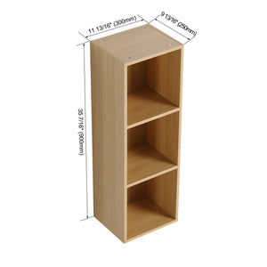English Elm 12 Inch Wall Mounted Oak Finish Three Tier Shelf for Bathroom Study or Storage Room W1972P457941