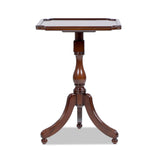 English Elm Mabel 19" Elegant Wood Turned Pedestal Side Table, Rich Walnut Birchwood & Veneer