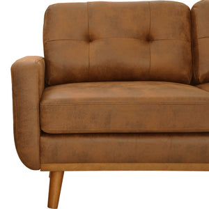 English Elm 65-inch Two Seat Sofa Breathable Foil Fabric Diamond Quilted Back Solid Wood Legs Light Brown W5568P478805