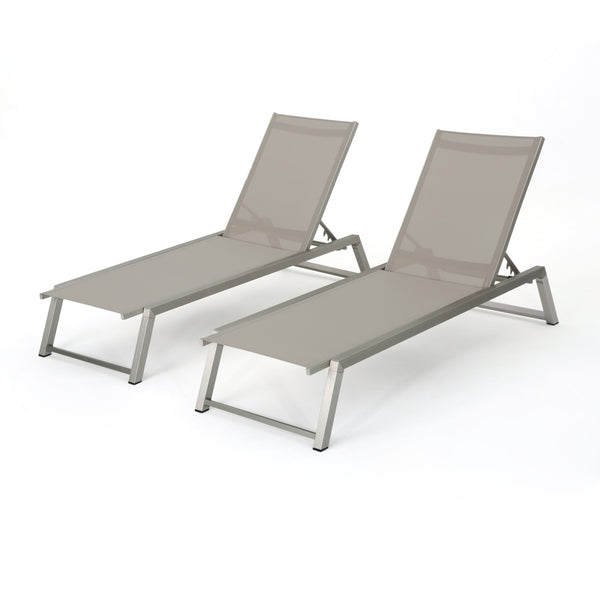 English Elm Christopher Knight Home® - Myers Chaise Lounges Set - Stylish Outdoor Seating With Adjustable Backrests & Durable Mesh Design 61407.00ECRMP2