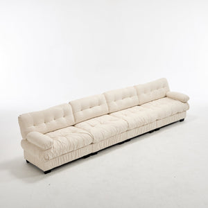 English Elm Modular Cloud Sectional Sofa Flannelette Upholstered Deep Seat with Plush Round Armrests Beige W2120S00045