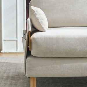 English Elm Foldable mid-century sleeper sofa bed recliner 3-in-1 convertible for small spaces with pillows and storage Beige W395P290556