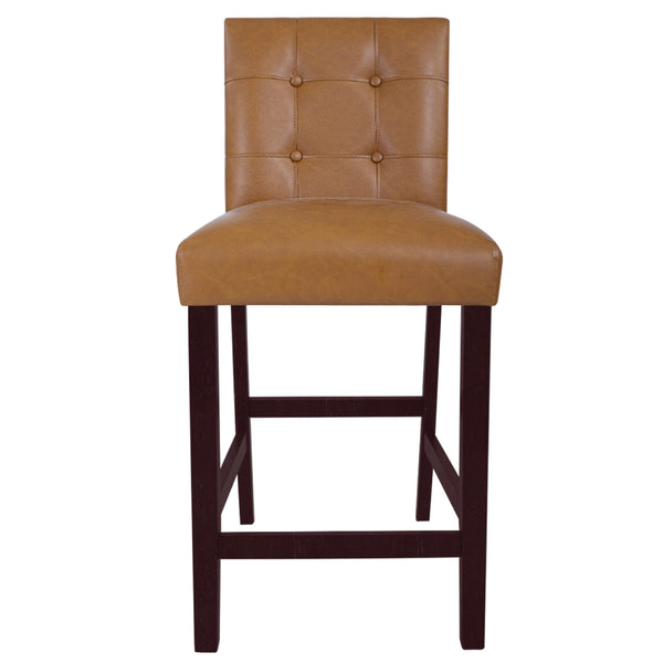English Elm Popa Tufted Faux Leather Counter Stools Set of 2 for Kitchen Island or Home Bar B056P416998