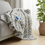 Beautyrest Zuri Glam/Luxury Oversized Faux Fur Heated Throw BR54-4182 Grey Leopard