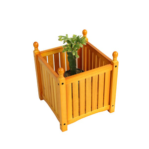 English Elm Wood Teak Square Planter Box for Porch Patio Garden - Stylish Outdoor Flower & Herb Container, Easy Assemble W495P315776