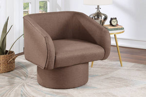 English Elm Classic Swivel Accent Chair with Linen-Like Upholstery, Modern Curved Design, Cozy Cushioning for Living Room Light Coffee 29 L x 20 W x 31 H B011P281855