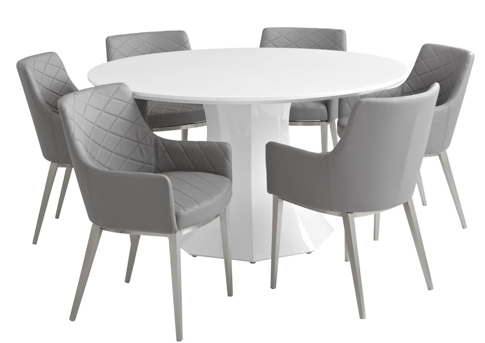 Sunpan SANARA Dining Table - 55" High-Gloss White Centerpiece for Modern Homes, Seats 6, Easy Care Design 81121