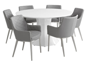 Sunpan SANARA Dining Table - 55" High-Gloss White Centerpiece for Modern Homes, Seats 6, Easy Care Design 81121