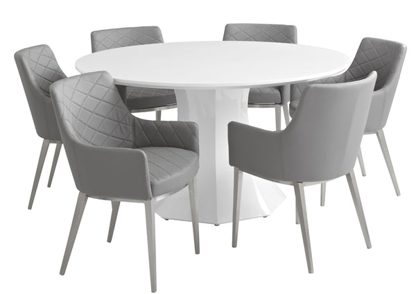 Sunpan SANARA Dining Table - 55" High-Gloss White Centerpiece for Modern Homes, Seats 6, Easy Care Design 81121