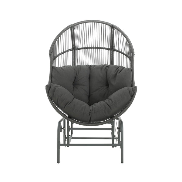 English Elm Christopher Knight Home® - Palos Outdoor Wicker Glider Chair - Weather-Resistant Dark Gray With Plush Cushions For Relaxation N775P191232G