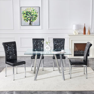 English Elm 51-inch Tempered Glass Rectangular Dining Table Electroplated Metal Base Open Plan White W3875S00004