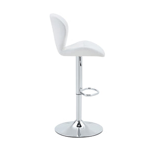 English Elm Set of 2 Adjustable Tufted Pu Barstools with Chrome Base for Kitchen Island or Pub W3875P382615