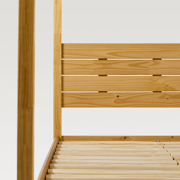 Minimalist Boho Full Canopy Bed with Simple Headboard Natural Pine ISLB6BNP Walker Edison