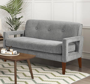 English Elm Modern Belfort Living Room 2pc Set Loveseat and Chair in Chenille with Reversible Cushions, Walnut Legs, Easy Care Gray 55.5 L x 29.25 W x 17.5 H B011S01691