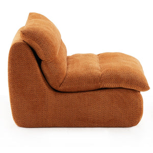 English Elm Upholstered Cocoon Accent Chair Ergonomic Curved Frame Soft Breathable Fabric Lounge Seat Orange T3623P434429