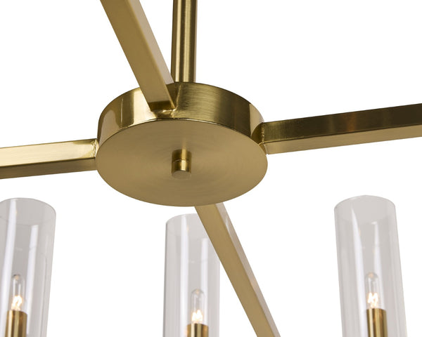 Sunpan CLARABELLE Chandelier - Large Brass Fixture with Clear Glass Shades for Timeless Elegance & Style 107928