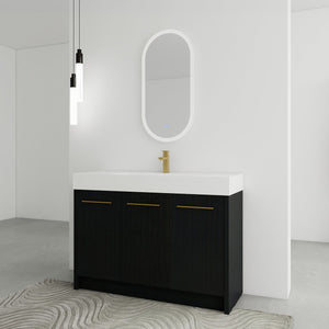 English Elm 48 Inch Freestanding Bathroom Vanity With Modern Resin Sink, Soft-Close Doors & Ample Storage Space W999S00180
