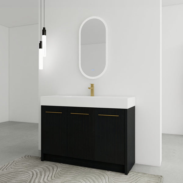 English Elm 48 Inch Freestanding Bathroom Vanity With Modern Resin Sink, Soft-Close Doors & Ample Storage Space W999S00180