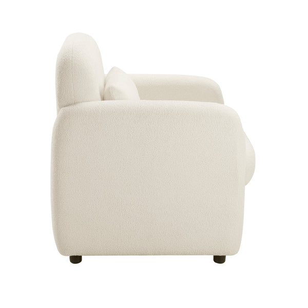 English Elm Contemporary Bouclé Accent Chair with Plywood Frame, Foam over Pocket Coils, Plush Pillow, 300lb Capacity Beige 30 L x 24.5 W x 24.5 H B011P308554