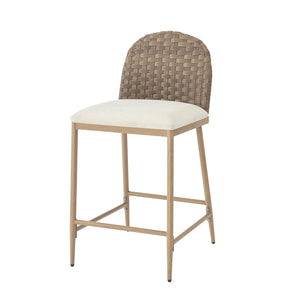 English Elm 25" Farmhouse Counter Stools Set of 2 Woven Rattan Back Iron Frame Kitchen Island N762P329154D