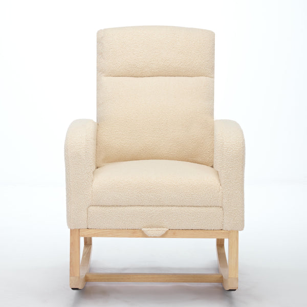 English Elm Modern Accent Rocking Chair - Cozy Upholstered Glider With Solid Wood Legs & Side Pocket For Storage W2725P254694