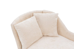 English Elm 58'' Chenille Chaise Lounge with Footstool Pocket Spring Comfort for Bedroom Living Room Beige W2363S00087