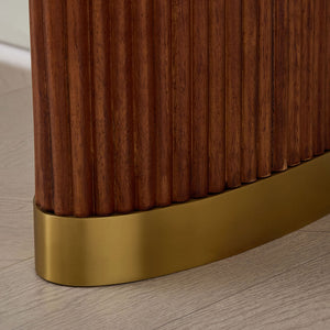 English Elm Length 59 Inch Mdf Wood Veneer Console Table Brushed Gold Steel Base Modern Entryway Brown W2582P406098