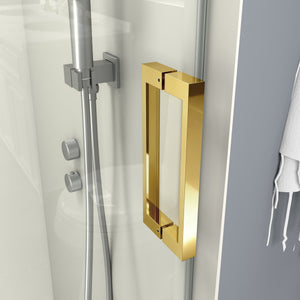 English Elm 56" Frameless Sliding Shower Door Tempered Glass Soft Close Matte Hardware Alcove Fit Gold+Glass W1920P385328