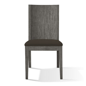English Elm Axel Solid Mahogany Panel Back Dining Chair Set with Gray Padded Seat for Two B056P412604