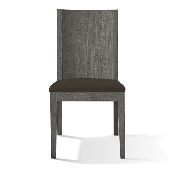 English Elm Axel Solid Mahogany Panel Back Dining Chair Set with Gray Padded Seat for Two B056P412604