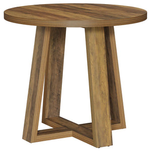 English Elm Compact Round Mdf Table Warm Brown Farmhouse Finish for Office or Living Room T3971P452197