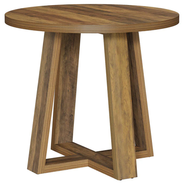 English Elm Compact Round Mdf Table Warm Brown Farmhouse Finish for Office or Living Room T3971P452197