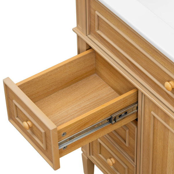 English Elm 36" Modern Bathroom Vanity with Ceramic Sink, Solid Rubber Wood & MDF, Flip Drawer, Soft-Close Doors N725P350825N