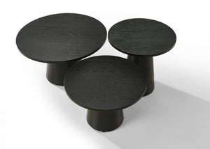 English Elm Jacopo Round Pedestal 3 Piece Living Room Table Set in Ebony Wood Grain Finish B2749S00155