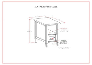 English Elm Ela Narrow End Table in Smoky Brown Wood, Handcrafted Solid Wood, Drawer & Open Shelf Storage, Transitional Style B136P203458
