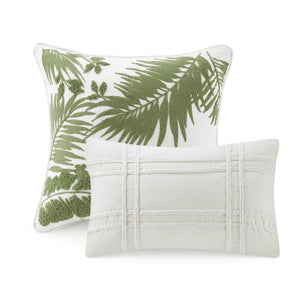English Elm 5-piece Cotton Dobby Botanical Duvet Set with Embroidered Coastal Throw Pillows B035P463275