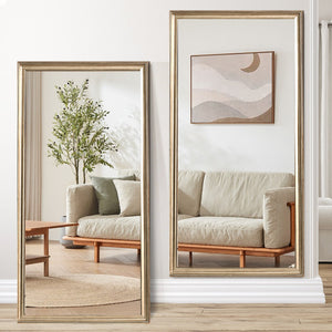 English Elm 32*70inch full-body mirror with faux wood frame, shatterproof backing, versatile mounting for home and store W2709P242465