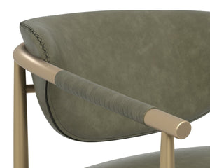 Sunpan HELOISE Lounge Chair in Ivanhoe Pine - Stylish Faux Leather Accent with Gold Frame & Rope Detail 112659