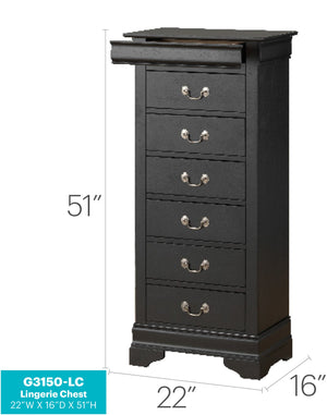 English Elm Elegant Traditional Storage Dresser with Durable Particle Board Construction, 33"H x 60"W x 18"D, Chic Finish, Timeless Appeal Black 53 L x 24 W x 19 H B078108215
