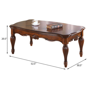 English Elm Cherry Elegant Rectangle Coffee Table with Turned & Fluted Legs, Spacious Top, Classic Cherry Finish, Timeless Living Room Centerpiece B062P189098