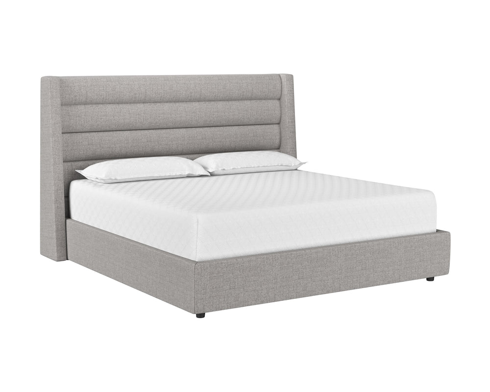 Sunpan Emmit Upholstered Bed with Modern Channel Tufting – No Box Spring Needed for Ultimate Comfort King