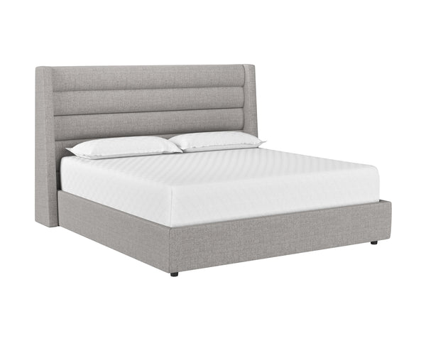 Sunpan Emmit Upholstered Bed with Modern Channel Tufting – No Box Spring Needed for Ultimate Comfort King