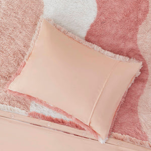 English Elm 3 Pcs King/Cal King Ombre Shaggy Faux Fur Duvet Cover Set - Luxurious Blush Multi For Cozy Comfort B035P319873