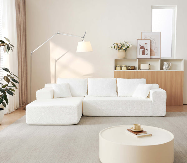 English Elm 104" Modular Cloud Sectional Chenille Sofa with Deep Seats for Modern Living Rooms W1359S00019