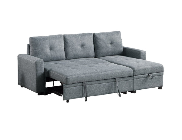 English Elm Black Polyfiber Convertible Sectional Sofa with Pull-Out Bed, Reversible Storage Chaise, 2-Pc Modern Living Room Seating B011S01020