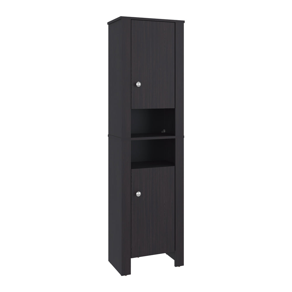 English Elm Vanessa Tall Bathroom Cabinet with Melamine Finish, Black Freestanding Organizer for Tight Spaces B200P374502