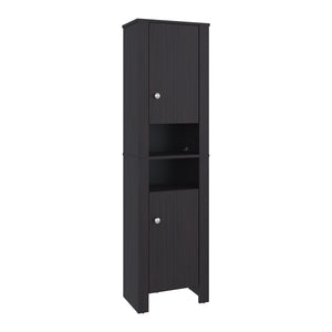 English Elm Vanessa Tall Bathroom Cabinet with Melamine Finish, Black Freestanding Organizer for Tight Spaces B200P374502