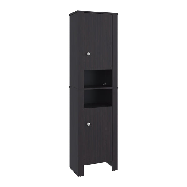 English Elm Vanessa Tall Bathroom Cabinet with Melamine Finish, Black Freestanding Organizer for Tight Spaces B200P374502