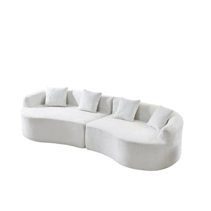 English Elm 111" L Shaped Cloud Sofa Plush Chenille Upholstered High Density Foam Apartment Living Room Beige W1669S00057